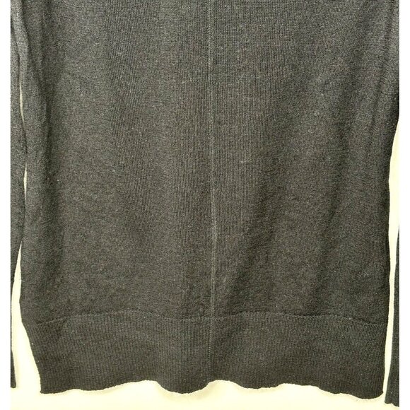 Kenar Merino Wool Sweater Women Medium Black V Neck Long Sleeve Ribbed Hem - Picture 6 of 9